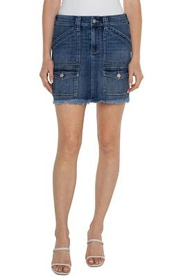 Liverpool Los Angeles Frayed Hem Denim Cargo Miniskirt State Street at Nordstrom,