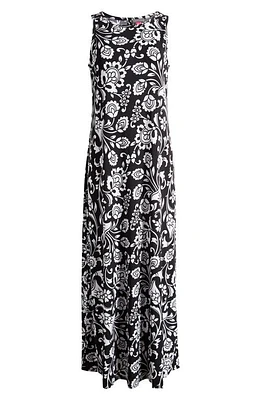 Vince Camuto Print Keyhole Back Sleeveless Maxi Dress Rich Black at Nordstrom,