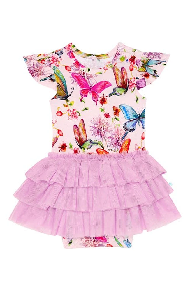 Posh Peanut Watercolor Butterfly Ruffle Cap Sleeve Tulle Tutu Dress Pink at Nordstrom,