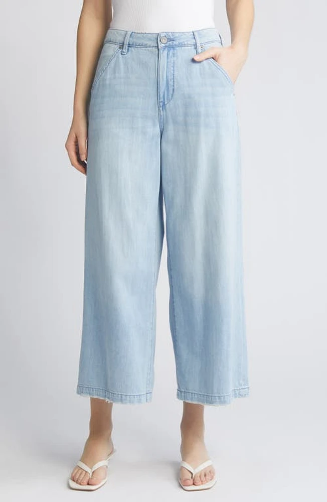 HIDDEN Jeans High Waist Raw Hem Wide Leg Light Wash at Nordstrom,