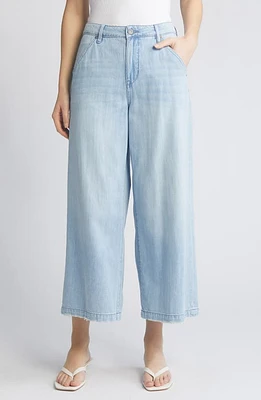 HIDDEN Jeans High Waist Raw Hem Wide Leg Light Wash at Nordstrom,