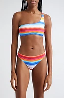 Missoni Chevron Stripe One-Shoulder Two-Piece Swimsuit in Pink/Blue Multicolor Chevron at Nordstrom, Size 2 Us