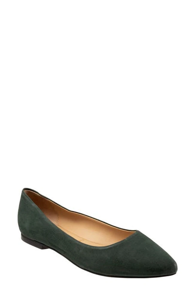 Trotters Estee Ballet Flat Dark Green Nubuck at Nordstrom,