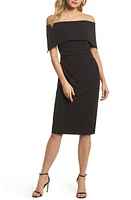 Vince Camuto Off the Shoulder Side Tuck Sheath Dress in Black at Nordstrom, Size 4