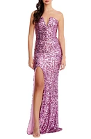 Dress the Population Fernanda Sequin Strapless Mermaid Gown Lilac at Nordstrom,