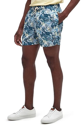 Barbour Hindle Floral Logo Embroidered Swim Trunks Sky at Nordstrom,