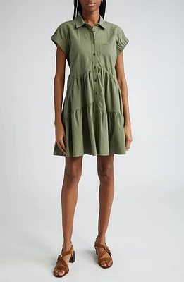 Veronica Beard Trisha Tiered Shirtdress Stone Army at Nordstrom,