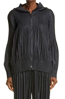 Pleats Please Issey Miyake Pleated Zip Front Hoodie at Nordstrom,