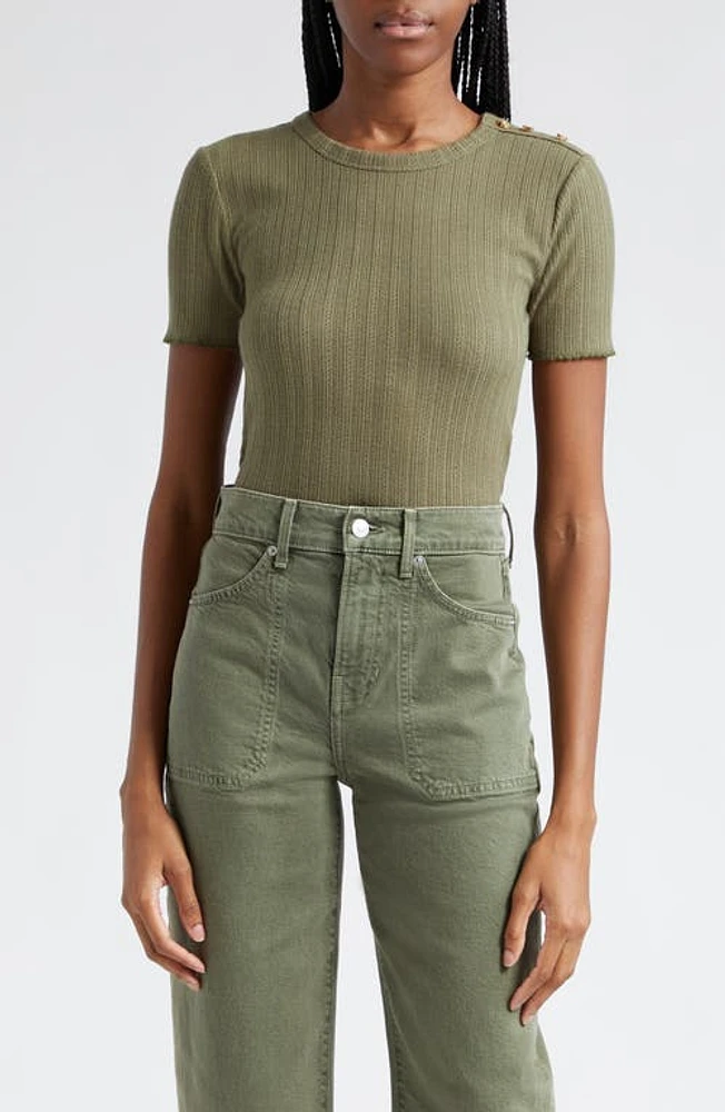 Veronica Beard Draya Open Stitch Knit T-Shirt Stone Army at Nordstrom,