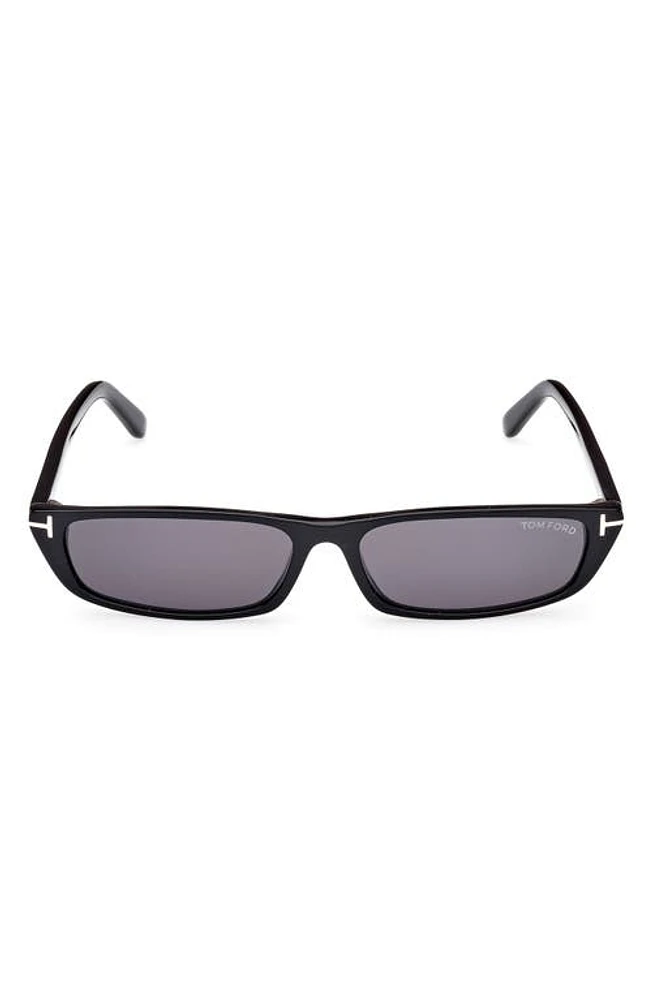 TOM FORD Alejandro 59mm Square Sunglasses in Shiny Black /Smoke at Nordstrom