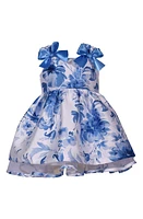 Bonnie Jean Kids' Floral Mikado Bow Accent Party Dress Blue at Nordstrom,