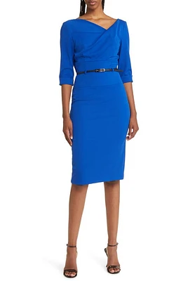 Black Halo Jackie Belted Sheath Dress Cobalt at Nordstrom,