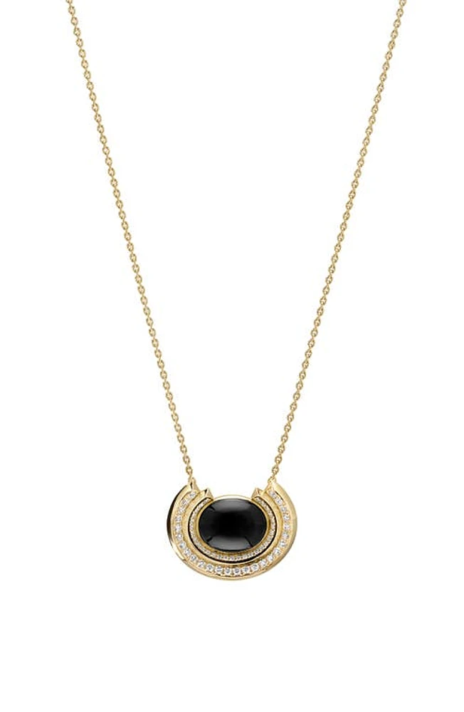 Cast The Iced Edge Onyx & Diamond Pendant Necklace in Gold at Nordstrom, Size 18