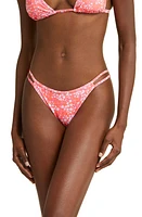 Kulani Kinis Strappy Cheeky Bikini Bottoms Coral Crush at Nordstrom,