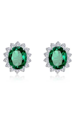 Lafonn Simulated Emerald & Simulated Diamond Halo Stud Earrings in Green at Nordstrom