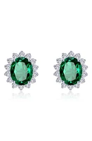 Lafonn Simulated Emerald & Simulated Diamond Halo Stud Earrings in Green at Nordstrom