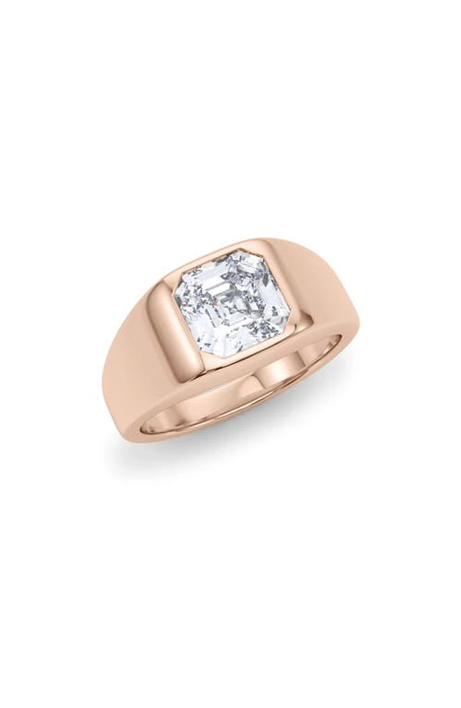 HauteCarat Men's Asscher Cut Lab Created Diamond Signet Ring in Rose Gold at Nordstrom