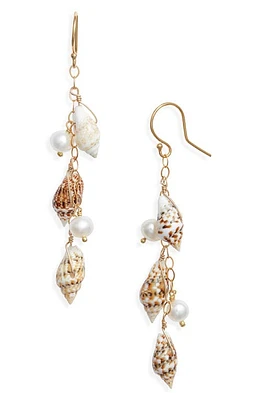 ki-ele Signature Lei Freshwater Pearl Drop Earrings in Gold at Nordstrom