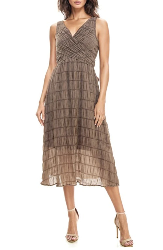 Socialite Smocked Tie Back Sleeveless Midi Dress Lentil at Nordstrom,