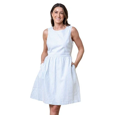 Hope & Henry Women's Linen Open Back Sundress Riviera Stripe at Nordstrom,