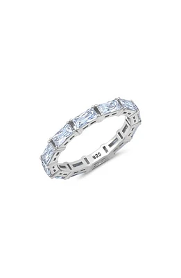 Crislu Baguette Cut Cubic Zirconia Eternity Ring in Silver at Nordstrom, Size 6