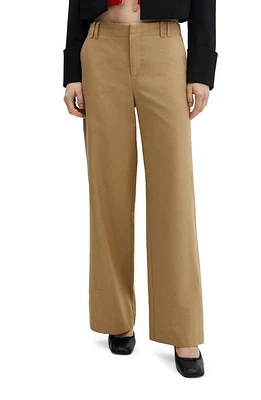 MANGO Wide Leg Pants Beige at Nordstrom,