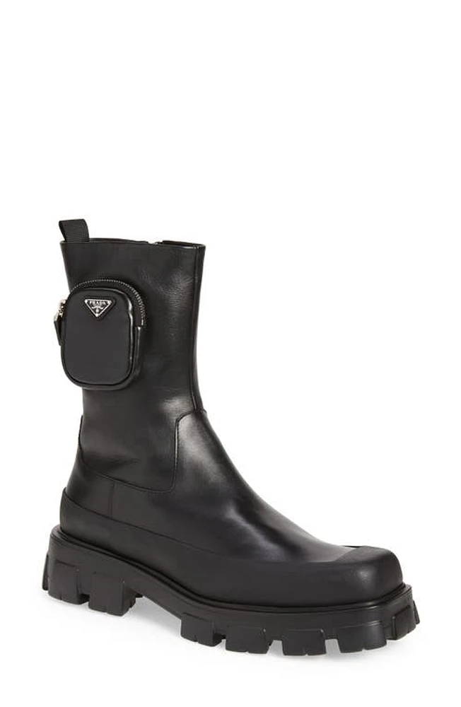 Prada Monolith Chelsea Boot with Pouch Nero at Nordstrom,