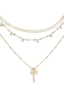 Ettika Palm Pendant Multistrand Necklace in Gold at Nordstrom