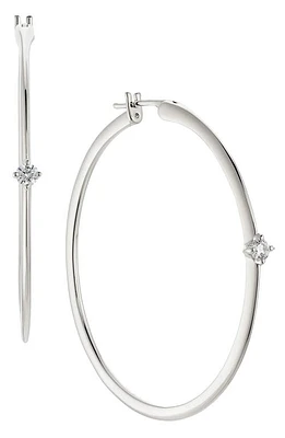 Nadri Zoe Medium Hoop Earrings in Rhodium at Nordstrom