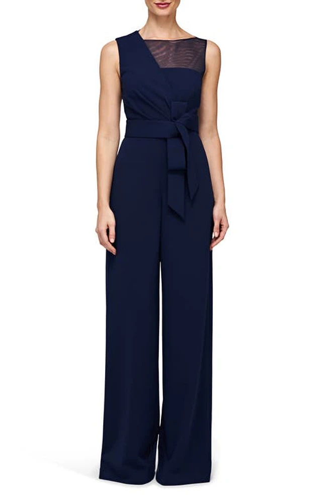 JS Collections Aubree Wide Leg Jumpsuit Navy at Nordstrom,