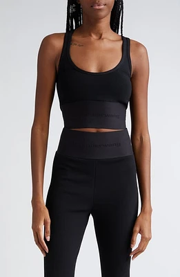 Alexander Wang Logo Band Sports Bra in Black at Nordstrom, Size Medium