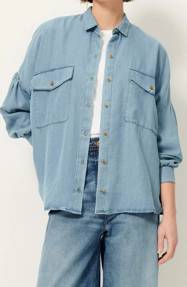 SESSÙN Botania Oversized Button-Up Shirt Provencia Blue at Nordstrom,