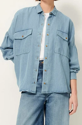 SESSÙN Botania Oversized Button-Up Shirt Provencia Blue at Nordstrom,