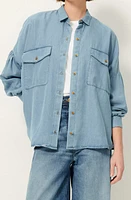 SESSÙN Botania Oversized Button-Up Shirt Provencia Blue at Nordstrom,