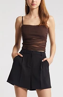 Open Edit Ruched Mesh Camisole at Nordstrom,