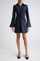 Cinq à Sept McKenna Twist Front Long Sleeve Denim Minidress Indigo at Nordstrom,