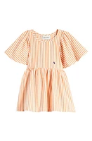 Bobo Choses Kids' Vertical Stripe Ruffle Sleeve Dress Orange at Nordstrom, Y