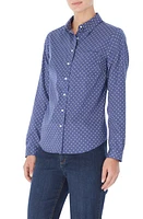 Jones New York Dot Button-Up Cotton Shirt Blue/White at Nordstrom,