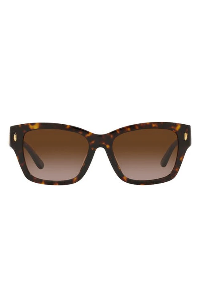 Tory Burch 53mm Gradient Rectangular Sunglasses in Dark Tort at Nordstrom