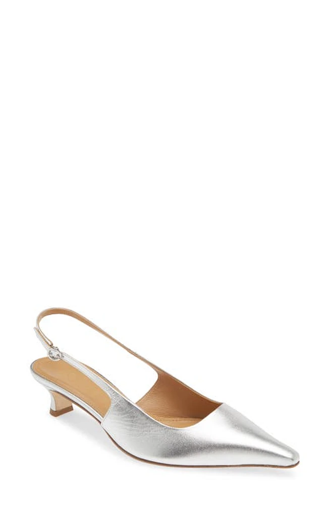 aeyde Catrina Kitten Heel Slingback Pump Silver at Nordstrom,