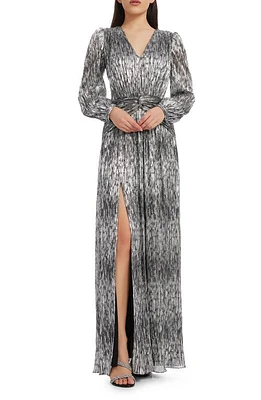 Dress the Population Cia Metallic Long Sleeve Black-Silver at Nordstrom,