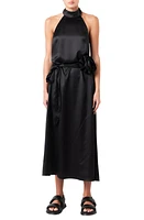 Grey Lab Halter Satin Dress in Black at Nordstrom, Size Small