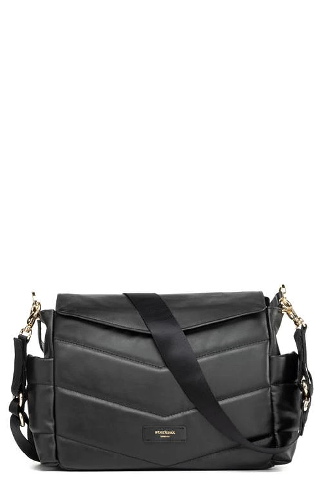 Storksak Aria Leather Diaper/Stroller Bag in Black at Nordstrom