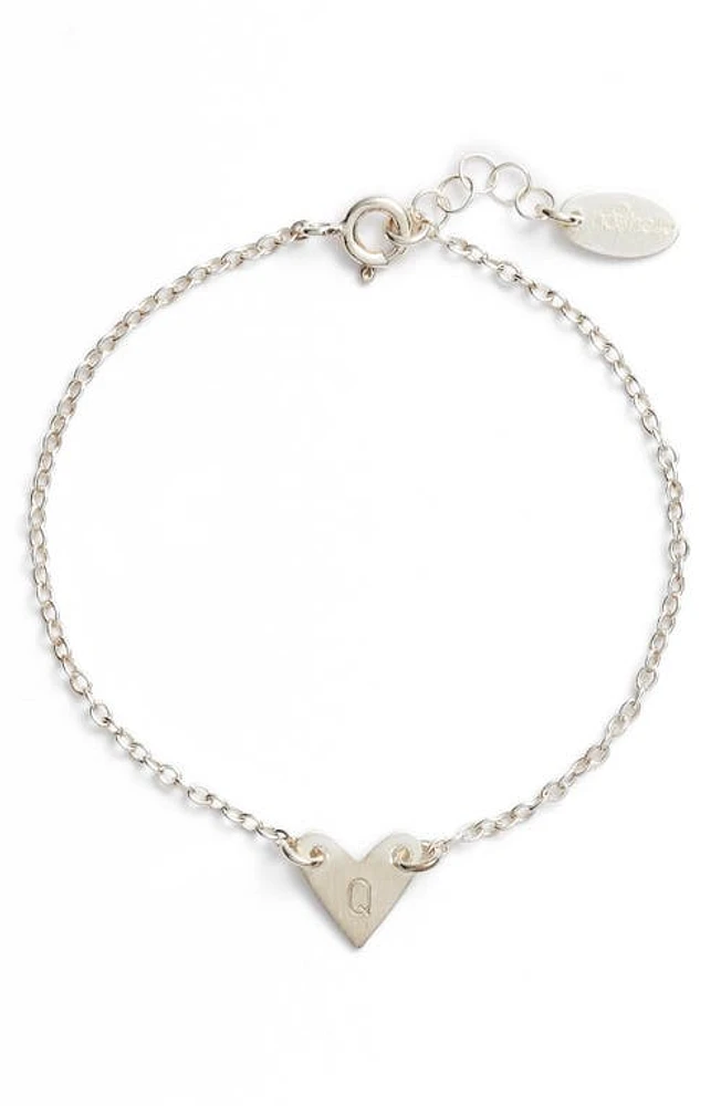 Nashelle Initial Heart Bracelet in Silver-Q at Nordstrom