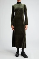 Akris Mock Neck Long Sleeve Fluid Stretch Velvet Gown 054 Moss at