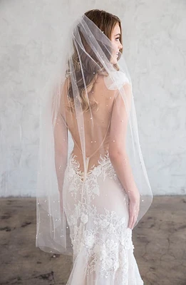 Brides & Hairpins Aude Imitation Pearl Fingertip Veil in Light Ivory at Nordstrom