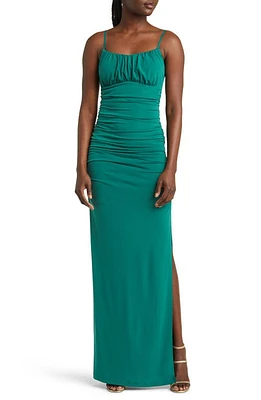 Emerald Sundae Emma Ruched Knit Gown Hunter at Nordstrom,