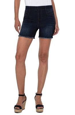 Liverpool Los Angeles Chloe Cat Eye Pocket Frayed Pull-On Denim Shorts Dunmore Dark at Nordstrom,