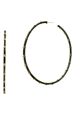 FREIDA ROTHMAN Bezel Hoop Earrings in Gold/Black at Nordstrom