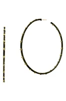 FREIDA ROTHMAN Bezel Hoop Earrings in Gold/Black at Nordstrom